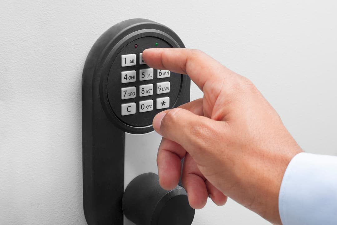 Professional locksmith at work